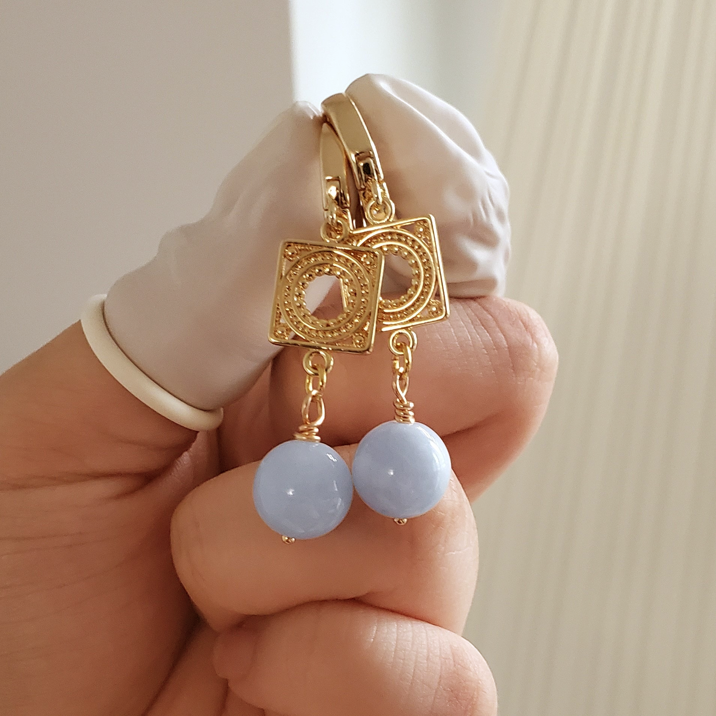 BLUE SQUARE EARRINGS